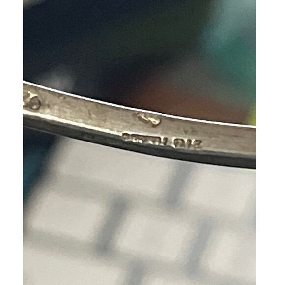 Vintage Alpaca Mexico Bangle Bracelet Red Abalone Small Hinged Letter S Pink Bla - Picture 11 of 15